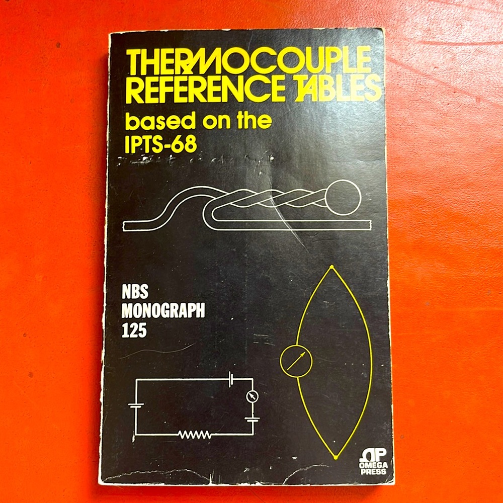 Thermocouple reference tables paperback book